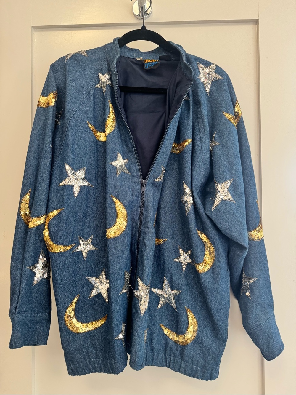 Vintage Modi Denim Celestial Sequin Jacket